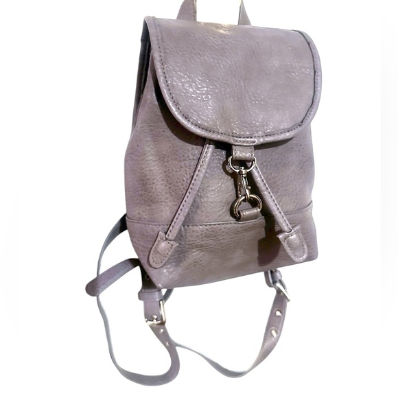 Free People gray pebbled  small Vegan leather  backpack - Picture 1 of 16